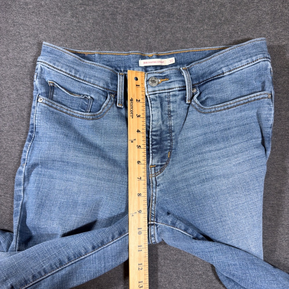 Levi's 314 Shaping Straight Jeans Women 30 Blue Mid Rise Stretch Denim Casual - Picture 6 of 9